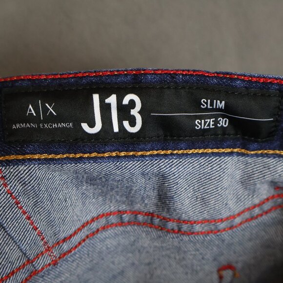 Armani Exchange Jeans Mens 30x32 J13 Slim Blue Whiskered Distressed Denim - Picture 10 of 15